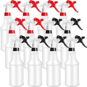 Eccliy 12 Pcs 16 Oz Plastic Spray Bottle, Adjustable Empty Reusable Sprayer for Cleaning, Planting, Water, Bathroom and Kitchen, BBQ, Commercial and Residential(Red, Black,Original)
