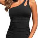 Tankini Tops for Women Swimwear - One Shoulder Swim Top Only Tummy Control Bathing Suit Top No Bottom 2025 (XX-Large, Black)