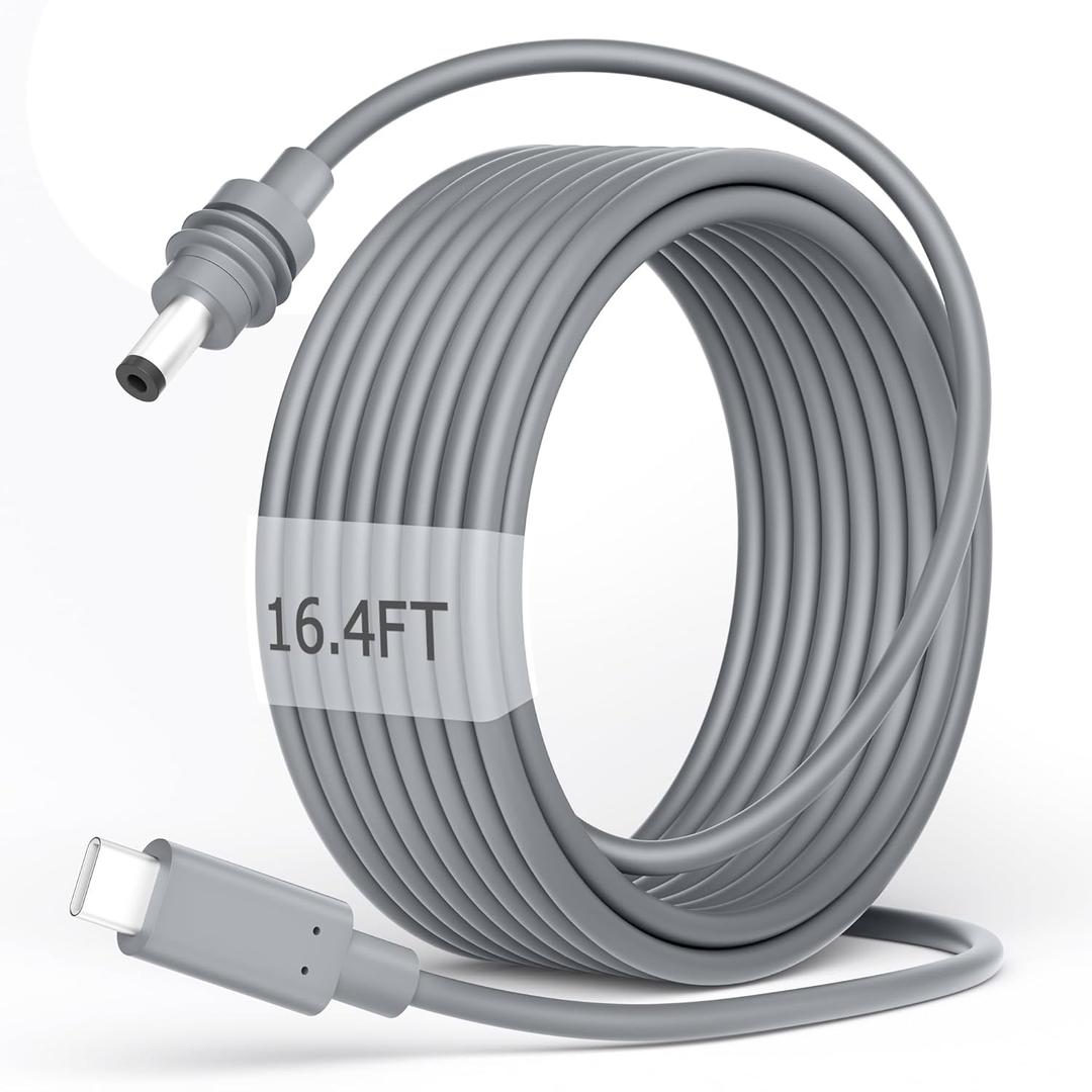 Starlink Mini Power Cable USB C to DC Power Cord for Starlink Mini Cable 16.4FT Waterproof Input 100W Type C to Barrel Cord 5.5 * 2.1mm Compatible with Power Bank 100W+ PD Source Gray 16.4FT/5M