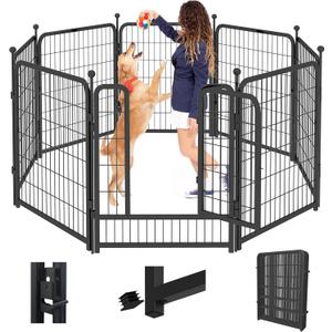 Dog Playpen 40 inch 8 Panels Dog Fence Outdoor for Yard Indoor Dog Pen for Large/Medium/Small Dogs, Heavy Duty Metal Puppy Playpen with Door Portable Pet Fence for RV Camping Yard