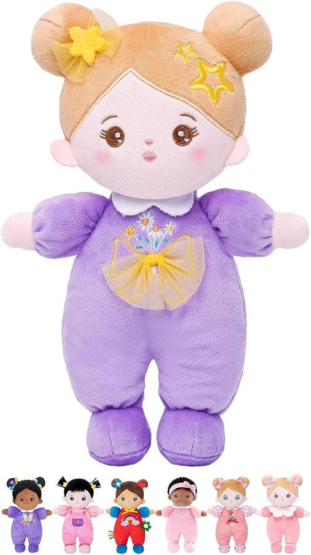 OUOZZZ Soft Baby Doll 10" - First Birthday Toys for 1 Year Old Girl, Ideal 1 Year Old Girl Gifts & Baby Girl Gifts, Snuggle Buddy for Infants Daisy Purple