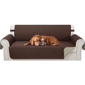 Reversible Couch Cover for 3 Cushion Couch Sofa Cover Washable for Pet Friendly with Elastic Straps Water Repellent(Sofa, Chocolate/Beige) Sofa L - Large (68'')