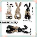 Beeveer 3 Pcs Easter Bunny Table Decorations for Home Indoor Spring Bunny Table Tiered Tray Decoration Wooden Farmhouse Easter Decor for Spring Home Party Tabletop Decor(Stripe,Black and White)