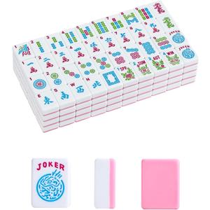 1.2American Mahjong Tile Set, 166 Mahjong Game Set with Pink Color (Tiles Only, No Racks and Other Accessories)