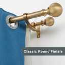 Double Curtain Rods 72-144 Inches, Warm Gold Double Window Rod, Adjustable Double Drapery Rod with Round Finials, 1-Inch Front and 5/8 Inch Back Telescoping Double Rod Curtain Rod