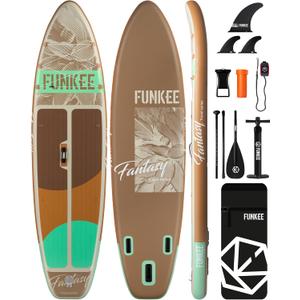 1134"6" Extra Wide Inflatable Stand Up Paddle Board, Sup Board with Removable Fins, Backpack, Floating Paddle, Safety Leash, Floating Phone Case for Adults & Youth of All Skill Levels