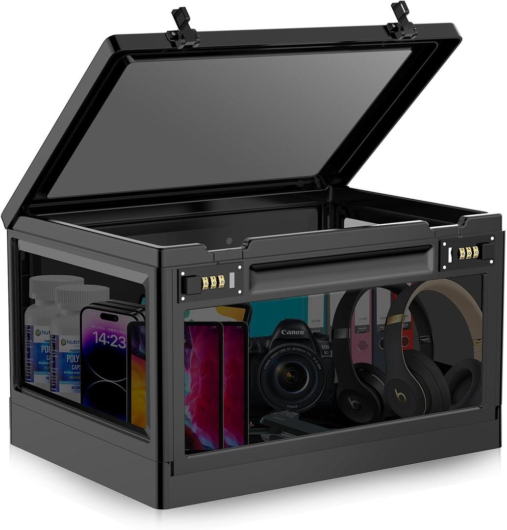 Extra Large Lock Box for Medication Safe, Medicine Lockable Storage Box with Code, Phone Lock Boxes for Video Games, Box with Combination Lock for Snacks/Food, Locking Cabinet for Home/Office (Black) Extra Large Lock Box for Medication Safe, Medicine Lockable Storage Box with Code, Phone Lock Boxes for Video Games, Box with Combination Lock for Snacks/Food, Locking Cabinet for Home/Office (Black)