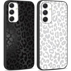 2 Pack Cute Cheetah Print for Samsung Galaxy A54 5G 6.4" Phone Case,Luxury Leopard Pattern Design Cases Soft Silicone TPU Shockproof Protective Cover for Women Girls-Black & White