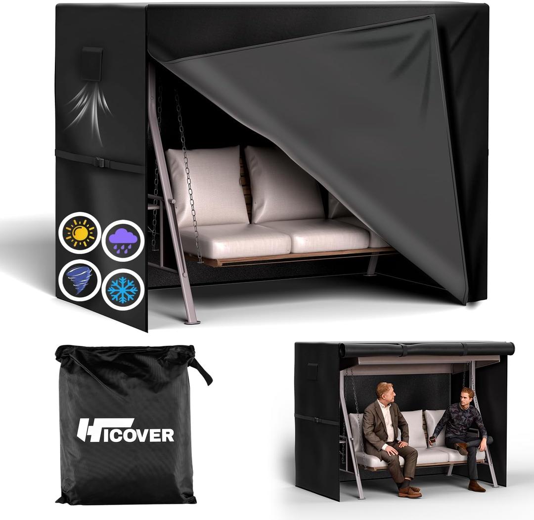 Outdoor Swing Cover 3 Seater 600D Hammock Cover Waterproof Heavy Duty Garden Hammock Glider Chair Cover Patio Furniture Covers Garden Swing Canopy Covers All Weather Protection