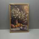 Floating Framed Vintage Floral Still Canvas Wall Art Lemon Kitchen Coffee Painting Picture Wall Decor Neutral Daisy Rustic Country Poster Print Artwork for Kitchen Livingroom Home Decoration