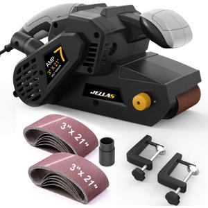 Jellas 3 21-Inch Belt Sander with Dust Bag, 7Amp Sander Machine with Variable-speed Control, 2 in 1 Vacuum Adapters, 10Feet (3 meters) Length Power Cord