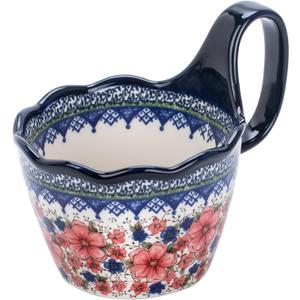 OZY Handpainted Soup Bowl with Handle,Ceramic Cereal Bowl Great for Soup, Ice cream, Fruits,Snack,Microwave &Dishwasher Safe (Snow Ink Plum Pink)