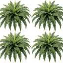 Fake Ferns, 35IN Realistic Fake Bush Plants, 4 Faux Ferns with 39 Fronds for Outdoors Garden Planter Porch Entrance Home Decor