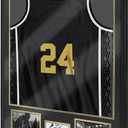Jersey Frame Display Case for Football,Solid Wood Shadow Box with 98% UV Protection Acrylic,Two Photo Frame One Signature for Baseball, Basketball, Hockey, Uniforms - Black Walnut Finish