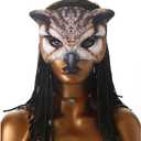 Halloween Owl Mask Half Face Jungle Animal Mask Owl Cosplay Accessories for Carnival Masquerade Party Decoration (Brown)