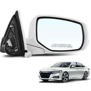 skkyoro Passenger Power Side View Mirror White Compatible with Honda Accord Sedan 2013 2014 2015 with Power Glass Heated turn signals and Camera Replace 76200T2GA42ZC (12Pins)