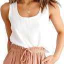 IDEALSANXUN Linen Tank Tops for Women 2025 Spring Summer Cute Crop Cotton Linen Sleeveless Shirts Blouse Beach Vacation Clothes, White, XS