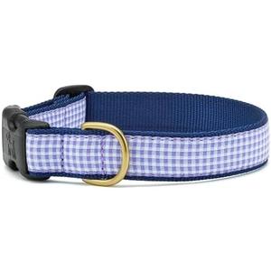 Up Country Purple Gingham Pattern Dog Collar (Large (15 to 21 inches) 1 Inch Wide Width)