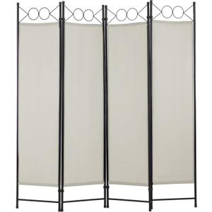 4 Panel Room Divider 6FT Steel Frame Screen Folding Privacy Divider Freestanding Partition for Home Office Bedroom (Beige)