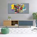 Abstract Wall Art For Living Room Artwork Graffiti Cube Canvas Art Wall Decor Modern Canvas Prints Pictures Colorful Wall Art For Home Hotel Artwork 24 X 48 Inch