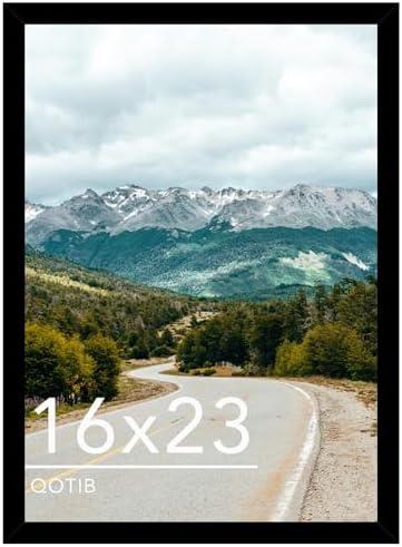 QOTIB Wood 16x23 Picture Frame Black for Wall Hanging, 16 x 23 Frame Photo Frame for Wall Horizontally or Vertically, Black, 1 Pack