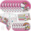 Hello Kitty Birthday Decorations - Hello Kitty Party Decorations - Plates, Napkins, Tablecloth, Checklist - Party Supplies for 8 Guests