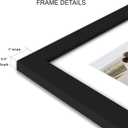 Hongkee 8x8 Picture Frame Set of 2, Made of Real Glass and Black Wooden Frame - Display Square 6x6 with Mat or 8x8 Without Mat, 8 by 8 Photo for Wall or Tabletop
