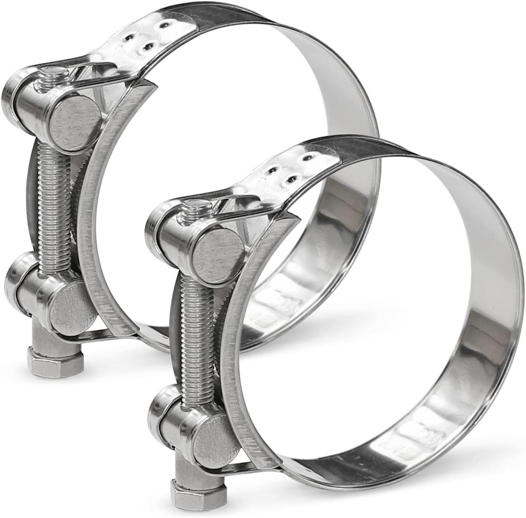 AKIHISA T-Bolt Hose Clamp,74-79mm OD Range 304 Stainless Steel Pipe Strap Clamp, Adjustable Heavy Duty Tube Clamp (2Pack, 2.91" to 3.11")