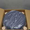 Wimarsbon Storage Ottoman, Modern Round Footrest with Soft Padded Seat, Teddy Velvet Footstool with Wood Legs, Accent Small Table or Plant Stand for Hallway, Living Room (Grey-Blue)