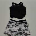 PROALLO Little Girls' Summer Swimwear Two Piece Boyshort Tankini Kids Swimsuit 3XL Kids, Back and White 