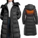 Women's Winter Full Length 800 Fill Duck Down Coat,Plus Size Long Puffer Jacket Parka for Ladies,Hooded,Thickened (Medium, Black B)
