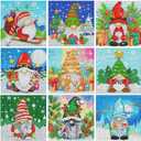 TecUnite 9 Pcs Christmas Diamond Painting Art Gnome Diamond Painting Kit for Beginners DIY Rhinestone Gem Crafts for Home Wall Decor 6 x 6 Inch (Classical)