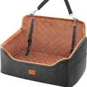 Dog Car Seat for Medium Dogs - Pet Car Seat with 2 Safety Straps & Waterproof Padding, Portable Pet Carrier for Cars, Trucks & SUVs, Comfortable Booster Bed for Pets Up to 55lbs (Black/Coffee)