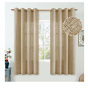 Toffee Linen Curtains 63 Inch Length for Living Room/Bedroom, Thick Burlap Textured Light Filtering Non See Through Grommet Farmhouse Country Drapes, Each 52 Inch Wide, 2 Panel