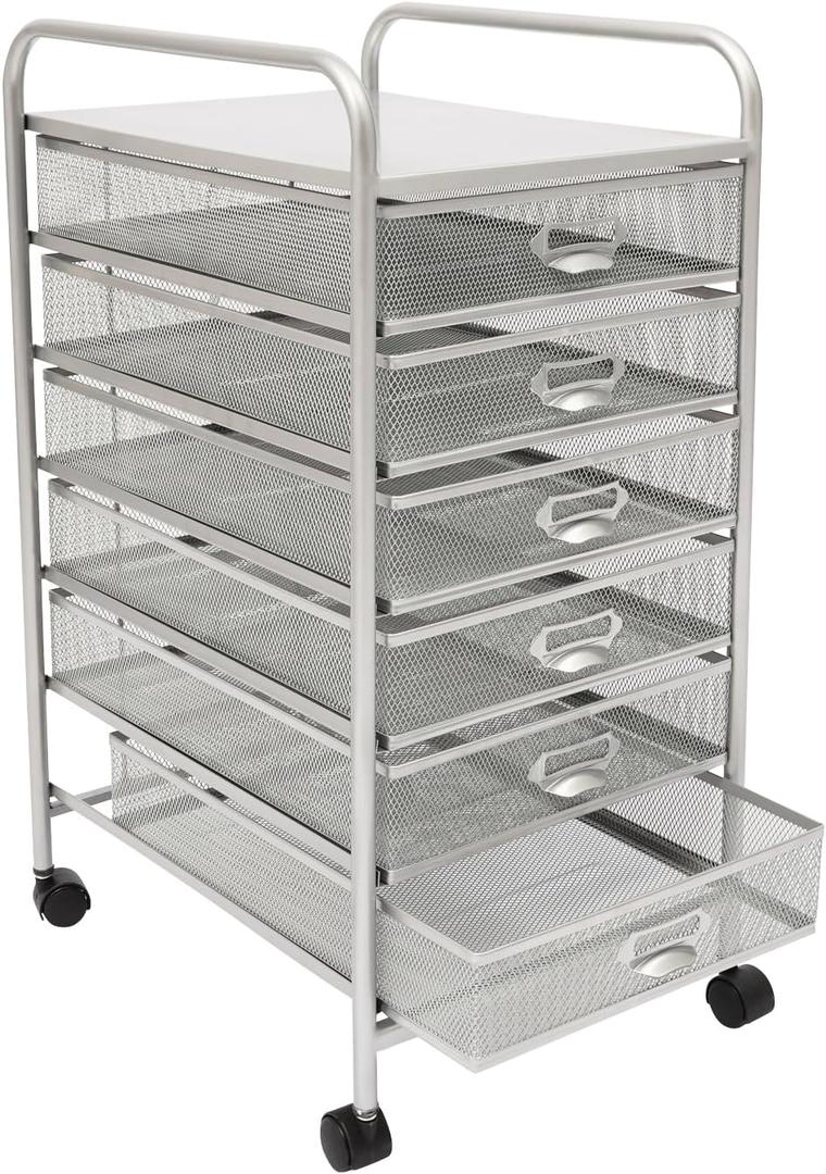 6-Tier Rolling File Cart with Mesh Drawers - 66 lb Capacity Mobile Storage for Office & Home, Includes Labels & 4 Wheels