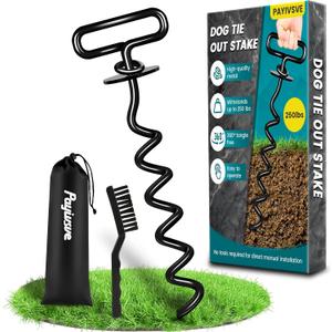 Dog Stake, Heavy Duty Dog Tie-Outs & Stakes (140LBS), Screw in Dogs Yard Stake, Yard Stake for Dogs, Easy Installation, Suitable for Yard, Park, Beach, Camping