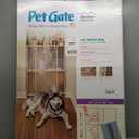 MidWest Homes for Pets Wire Mesh Pet Safety Gate, Pressure Mounted Dog Gate Measures 44 Inches Tall & Expands to 29-50 Inches Wide, Natural Wood & White Powder Coated Wire Mesh (Large)