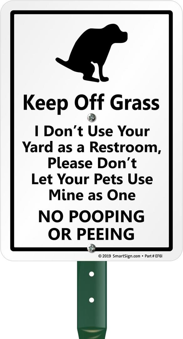 SmartSign "Keep Off Grass" Funny Dog Poop Sign for Lawn | 21 Tall Stake & Sign Kit (10"x7" Aluminum Sign with 18" Stake)