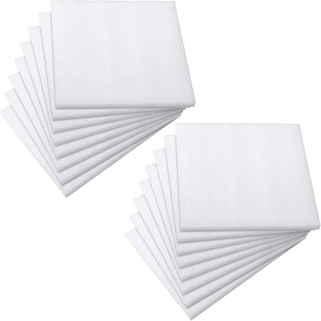 Frienda 16 Pcs Polyethylene Foam Sheet, 12 x 12 x 0.5 Inch, White