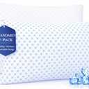 Nestl Cooling Pillow for Sleeping 2 Pack, Luxury Shredded Memory Foam Pillows Standard Size Set of 2, Adjustable Cold Gel Pillows for Hot Sleepers Supportive Cool Pillow for Side Back Stomach Sleepers, Standard 20"x28"