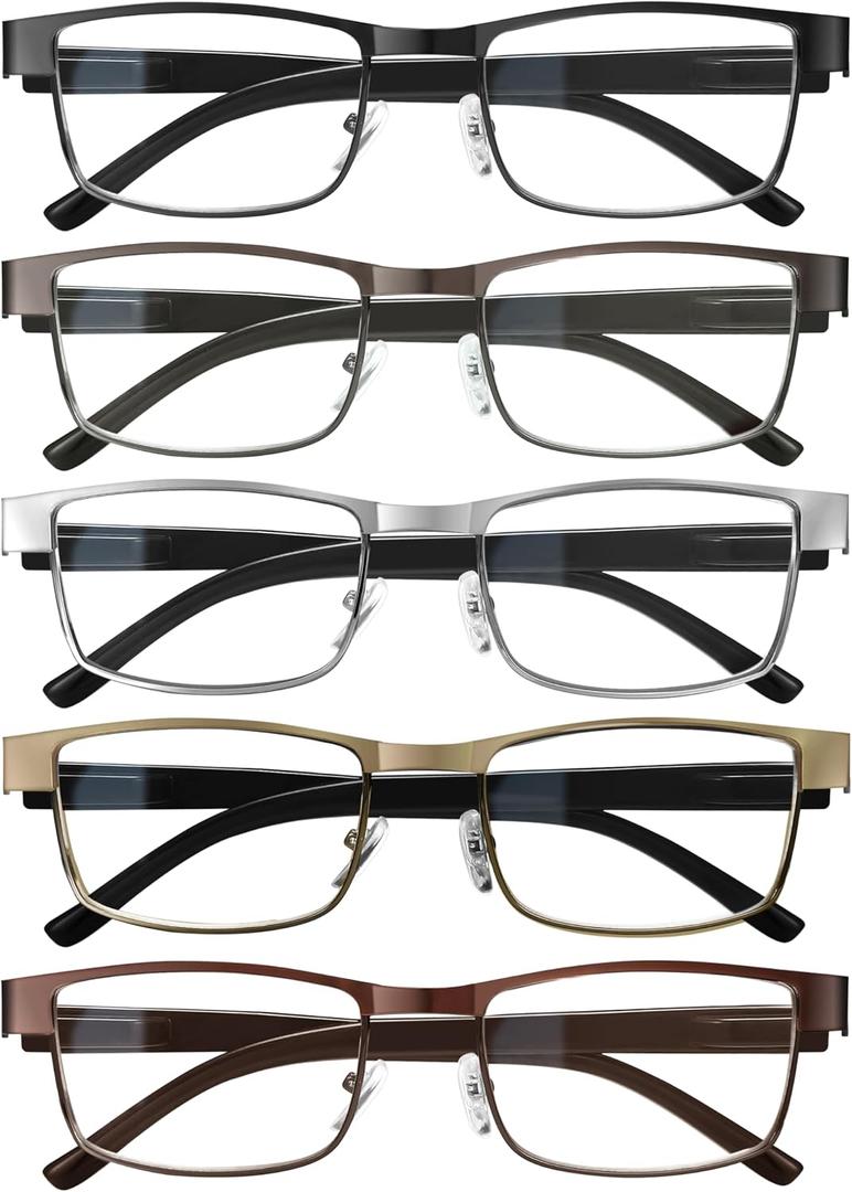 BLS +2.0 Businessman Rectangular Reading Glasses - Professional Durable Readers - Blue-Light Blocking Lenses