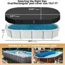 LXKCKJ 7x13 FT Oval Pool Cover with Above Ground Pool, Solar Rectangular Pool Cover Protector, Winter Pool Cover with Accessories Set Ideal for Cold and UV Resistant, Dustproof (Black)