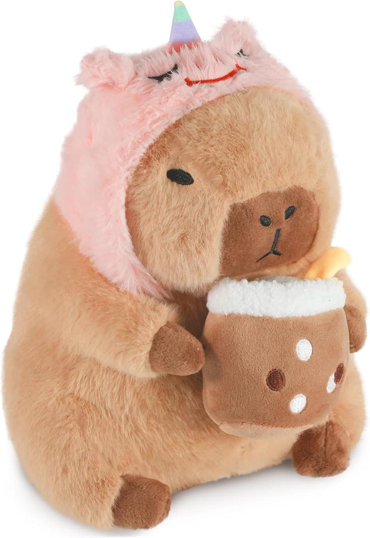 Unicorn Capybara Plush, Cute Capybara Plush Pillow Kawaii Unicorn Stuffed Aniamls Capybara Plushies Toys Gifts for Kids 11 inch