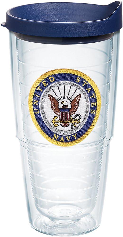 Tervis Navy Logo Made in USA Double Walled Insulated Tumbler Travel Cup Keeps Drinks Cold & Hot, 24oz, Classic