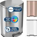 iTouchless 13.2 Gallon Step Trash Can with Lid and Odor Control Filter, Stainless Steel Kitchen Garbage Bin with AirNova Silent Lid, 50 Liter, Fingerprint-Proof, Silver