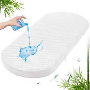 Pro Goleem Baby Bassinet Mattress Pad 32"x16" Oval - Waterproof Bamboo Cover, Ultra-Soft, Breathable, Non-Toxic Topper