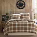 Woolrich Comforter Set, Cabin Lodge, Warm Cover for Colder Season, Modern Cottage-Inspired Down Alternative Ultra Soft Microfiber Bedding, Matching Sham, Plaid Brown King 3 Piece