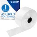 Spartan Industrial 4" Wide LDPE Flat Poly Tubing Mini Roll, 4" W x 1000' L, 2 Mil | Ideal for Tailored Poly Bag Packaging and Safe Storage of Food, Electronic Components and Accessories