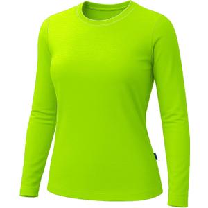 URBAN BUCK Womens Neon High Visibility Lightweight Running Shirt Workout Swim UPF50+ Basic Long Sleeve Sun Tshirt for Women (Small)