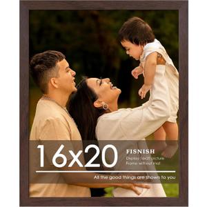 16x20 Picture Frame, Walnut Woodgrain 16 x 20 Poster Frame for Horizontal or Vertical Wall Mounting, 1 Pack
